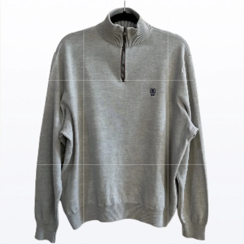 Polo Golf Ralph Lauren Merino Wool Beige Mock collard 1/4 Zip PullOver Men XL
